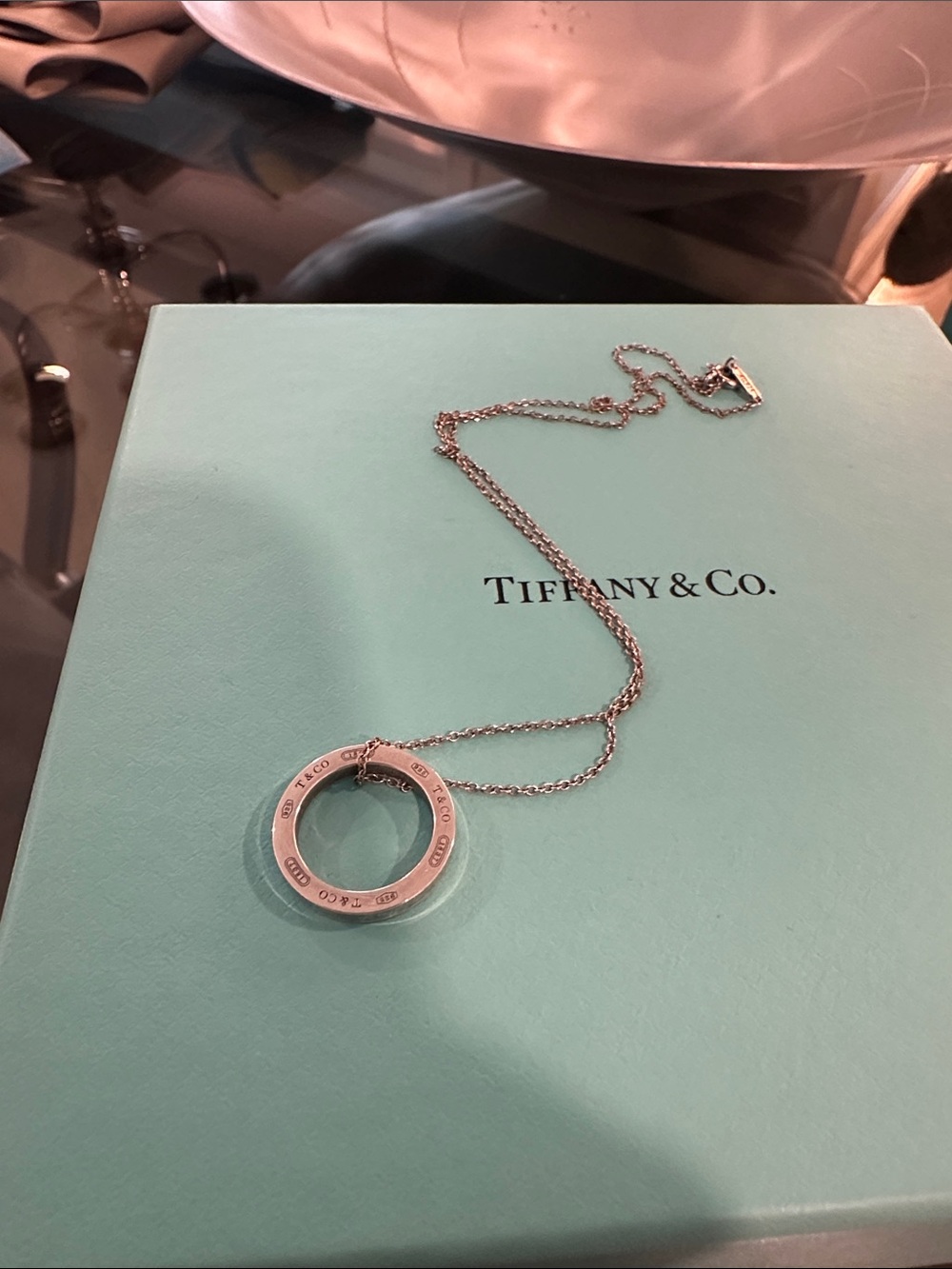 Tiffany & Co. Sterling Round Open-Work Pendant Necklace - Silver